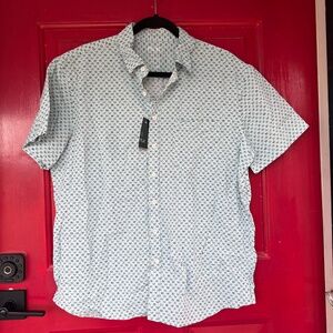 FLX XL Slim Men's New Button Up Short Sleeve Shirt Urban Blue Lightweight Summer